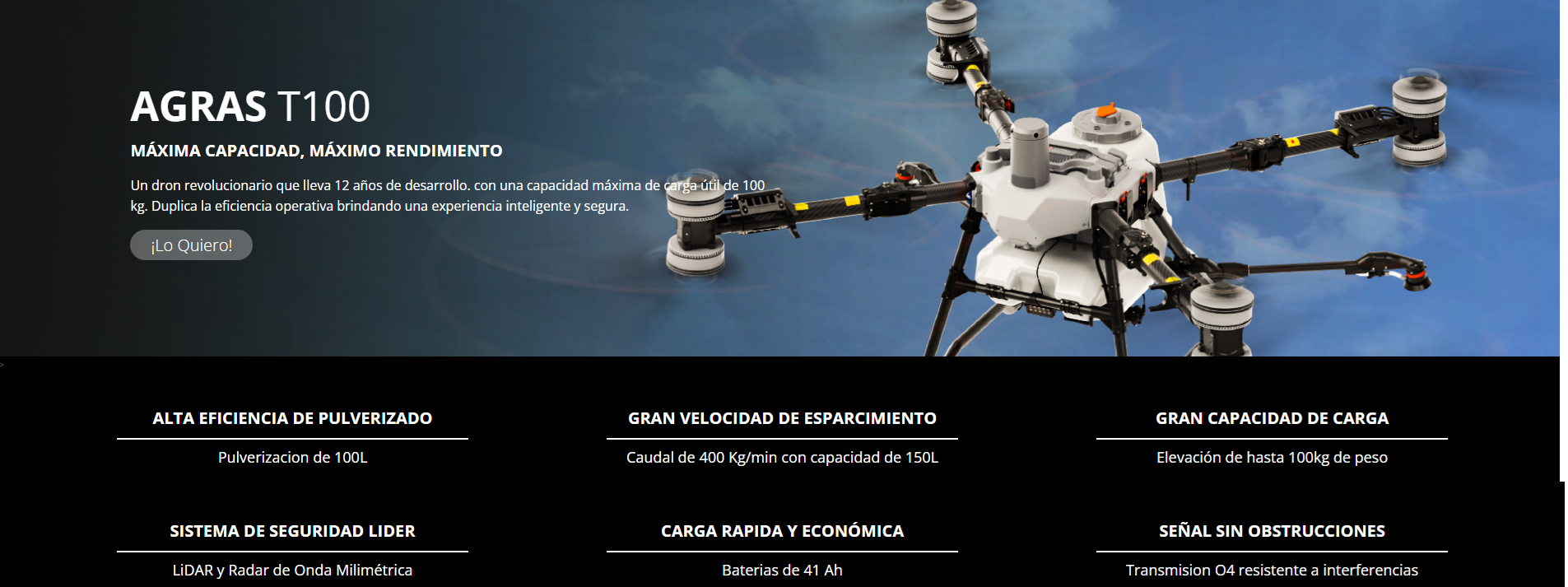 DJI AGRAS T100 Características